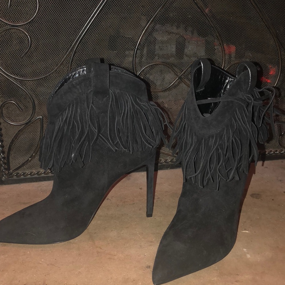 Black Suede  Fringe pencil heal Boots
